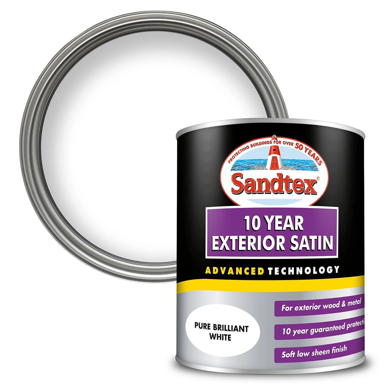 Sandtex® Exterior 10 Year Satin Paint Pure Brilliant White - 750ml Sandtex® Exterior 10 Year Satin Paint Pure Brilliant White - 750ml -Sandtex 12804805 1984870255723911