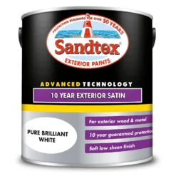 Sandtex® Exterior 10 Year Satin Paint Pure Brilliant White - 2.5L 8 Sandtex® Exterior 10 Year Satin Paint Pure Brilliant White - 2.5L -Sandtex 12811144 1564871261939568