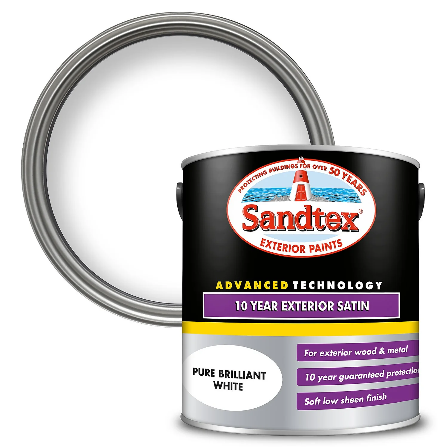 Sandtex® Exterior 10 Year Satin Paint Pure Brilliant White - 2.5L Sandtex® Exterior 10 Year Satin Paint Pure Brilliant White - 2.5L -Sandtex 12811144 2044871261788920
