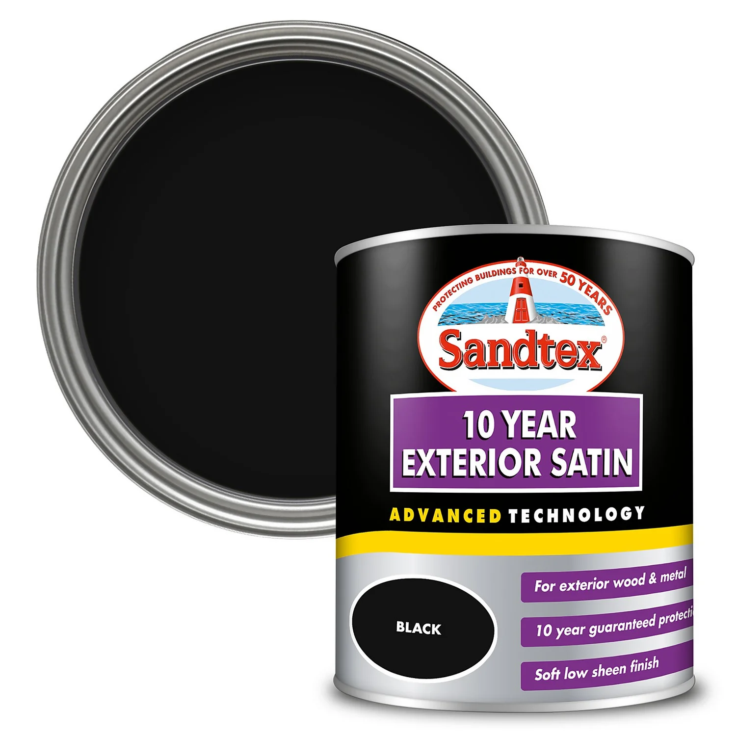 Sandtex® Exterior 10 Year Satin Paint Black - 750ml Sandtex® Exterior 10 Year Satin Paint Black - 750ml -Sandtex 12811207 1814871315209041