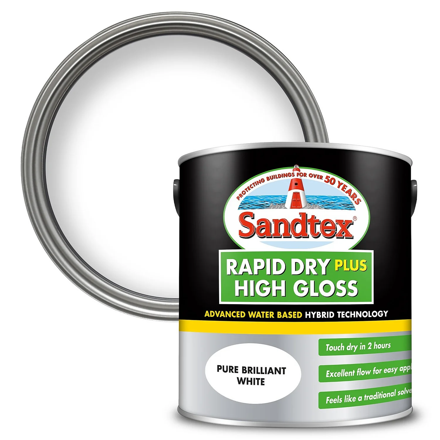 Sandtex® Rapid Dry Gloss Paint Pure Brilliant White - 2.5L Sandtex® Rapid Dry Gloss Paint Pure Brilliant White - 2.5L -Sandtex 12813368 1664951366459086