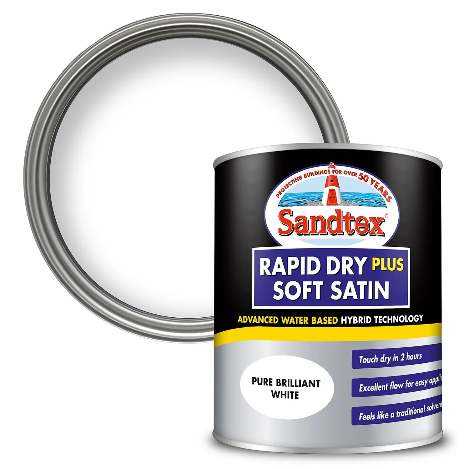 Sandtex® Rapid Dry Satin Paint Pure Brilliant White - 750ml Sandtex® Rapid Dry Satin Paint Pure Brilliant White - 750ml -Sandtex 12813509 2274951366459365