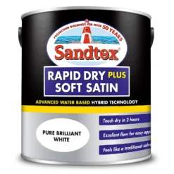 Sandtex® Rapid Dry Satin Paint Pure Brilliant White - 2.5L 8 Sandtex® Rapid Dry Satin Paint Pure Brilliant White - 2.5L -Sandtex 12813510 1604951367146761