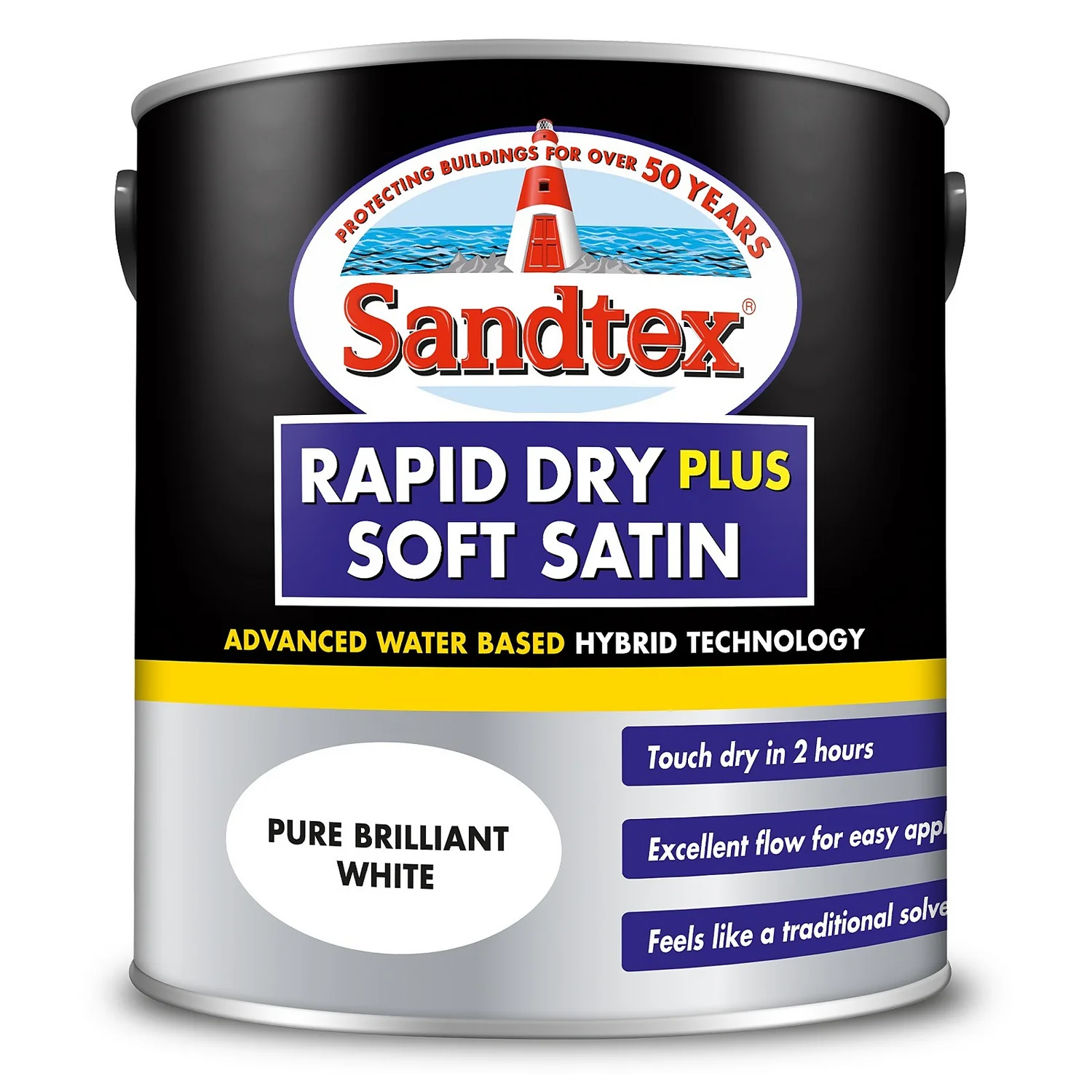 Sandtex® Rapid Dry Satin Paint Pure Brilliant White - 2.5L Sandtex® Rapid Dry Satin Paint Pure Brilliant White - 2.5L -Sandtex 12813510 1604951367146761