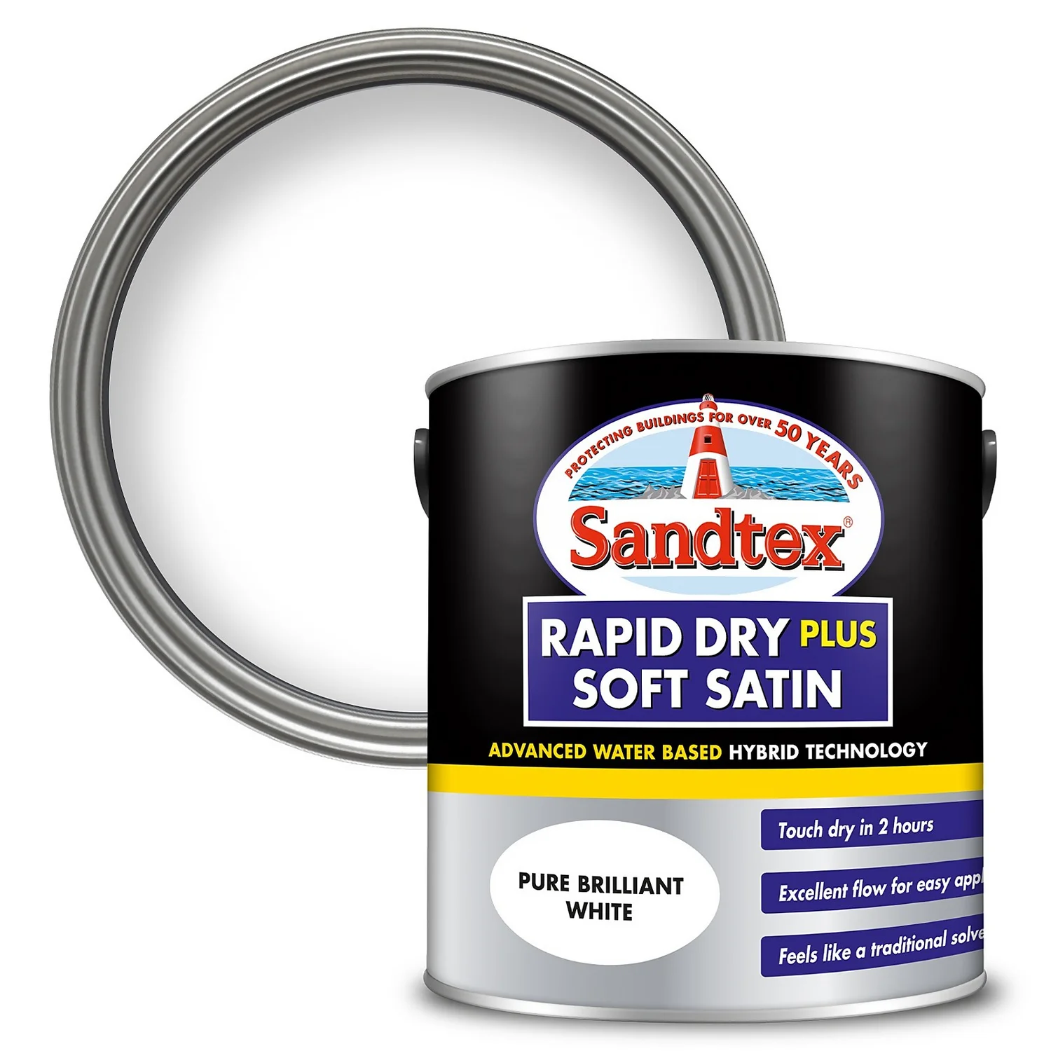 Sandtex® Rapid Dry Satin Paint Pure Brilliant White - 2.5L Sandtex® Rapid Dry Satin Paint Pure Brilliant White - 2.5L -Sandtex 12813510 9134951366530081