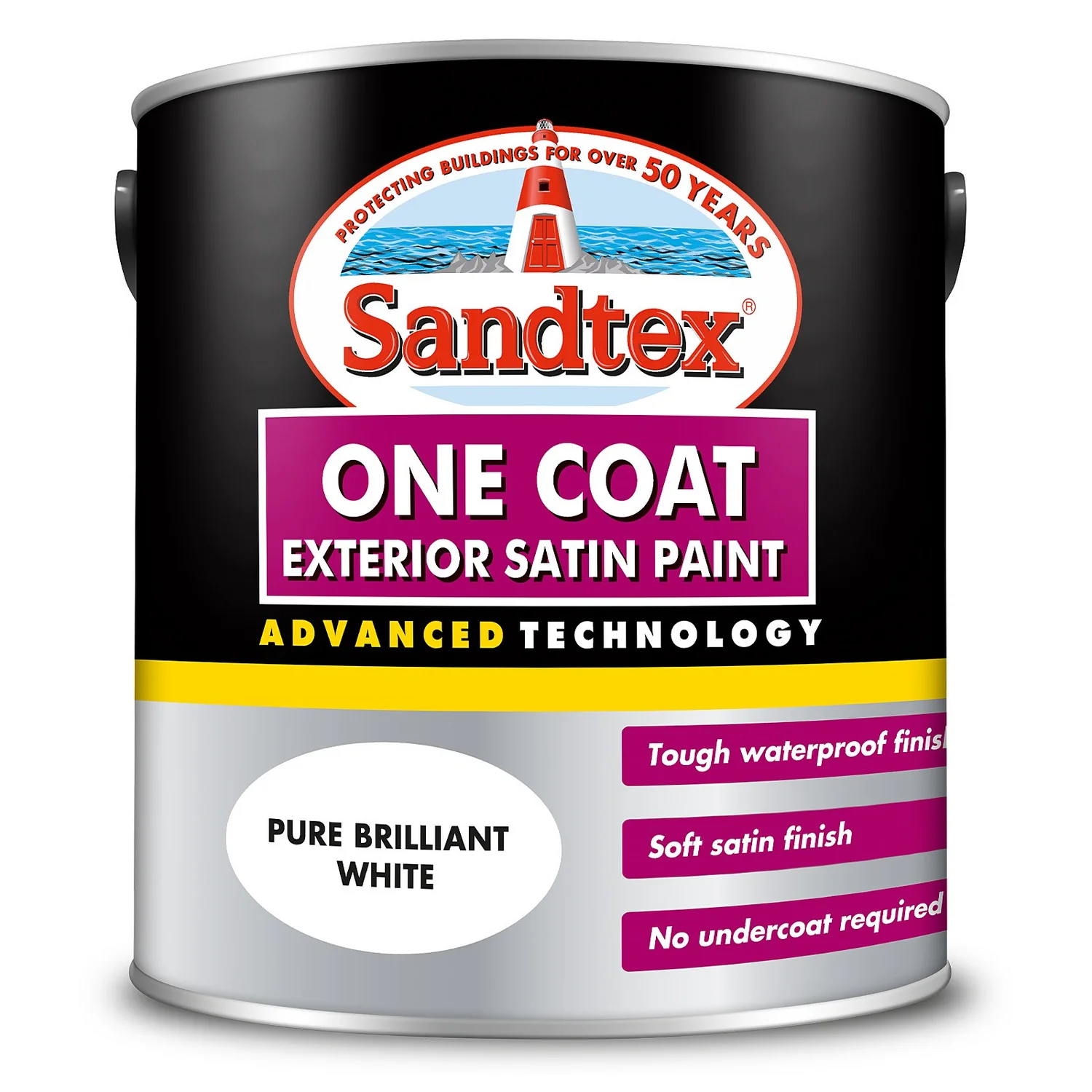 Sandtex® Exterior One Coat Satin Paint Pure Brilliant White - 2.5L Sandtex® Exterior One Coat Satin Paint Pure Brilliant White - 2.5L -Sandtex 12813676 9194871813553870
