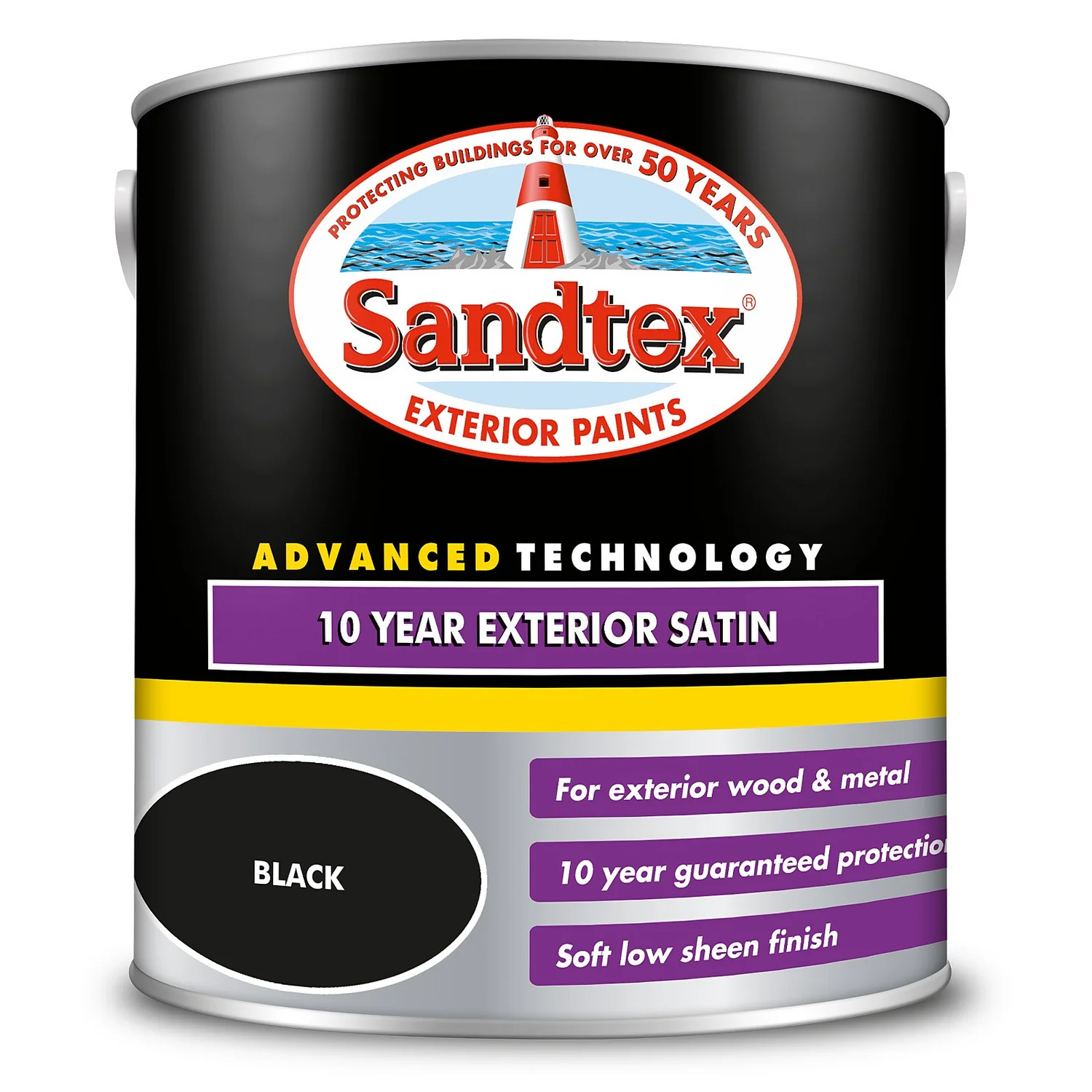 Sandtex® 10 Year Satin Paint Black - 2.5L Sandtex® 10 Year Satin Paint Black - 2.5L -Sandtex 12823613 1644871822954709