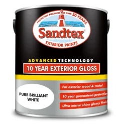 Sandtex® Exterior 10 Year Gloss Paint Pure Brilliant White - 2.5L -Sandtex 12837552 5324872087678486