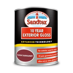 Sandtex® Exterior 10 Year Gloss Paint Classic Burgundy - 750ml -Sandtex 12839086 1294872088340508
