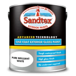 Sandtex® Exterior One Coat Gloss Paint Pure Brilliant White - 2.5L -Sandtex 12841836 5484872086678112
