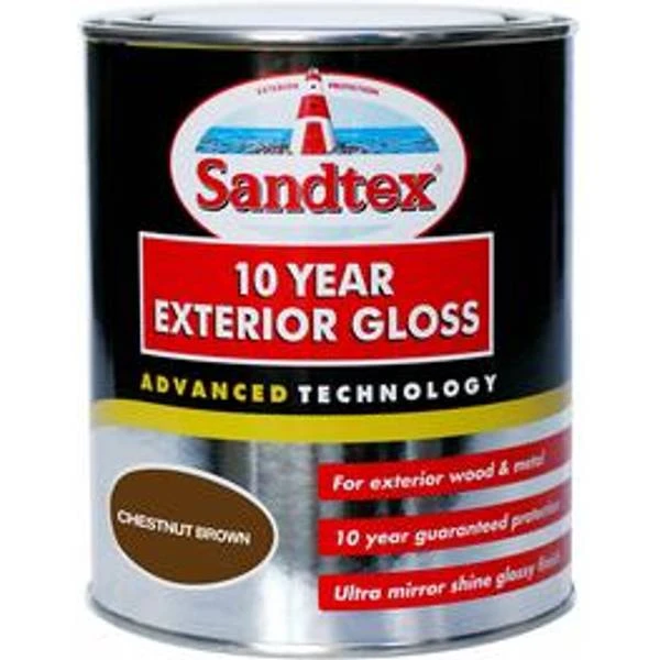 Sandtex 10 Year Exterior Gloss Metal Paint, Wood Paint Brown 0.75L Sandtex 10 Year Exterior Gloss Metal Paint, Wood Paint Brown 0.75L -Sandtex Sandtex 10 Year Exterior Gloss Metal Paint Wood Paint Brown 0.75L