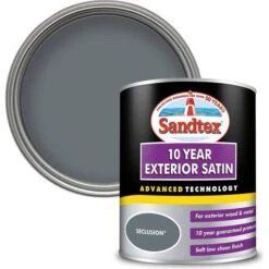 Sandtex 10 Year Exterior Satin Paint Seclusion Metal Paint Grey