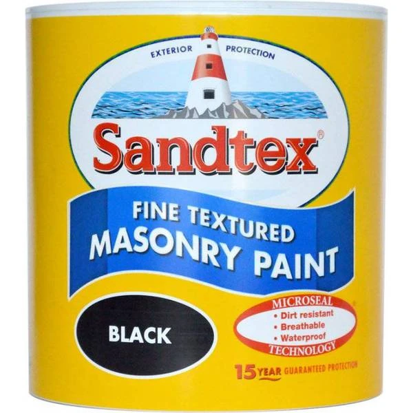 Sandtex Fine Textured Masonry Concrete Paint Black 1L Sandtex Fine Textured Masonry Concrete Paint Black 1L -Sandtex Sandtex Fine Textured Masonry Concrete Paint Black 1L