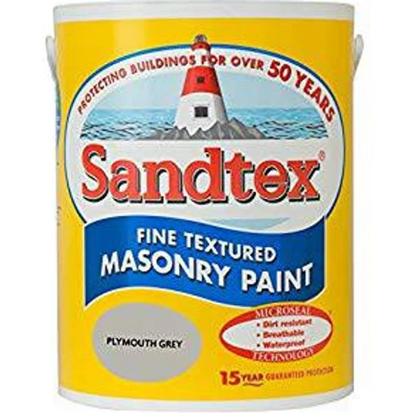 Sandtex Fine Textured Masonry Concrete Paint Plymouth Grey 5L Sandtex Fine Textured Masonry Concrete Paint Plymouth Grey 5L -Sandtex Sandtex Fine Textured Masonry Concrete Paint Plymouth Grey 5L