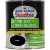 Sandtex Rapid Dry Plus High Gloss Metal Paint, Wood Paint Black 0.75L -Sandtex Sandtex Rapid Dry Plus High Gloss Metal Paint Wood Paint Black 0.75L