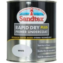 Sandtex Rapid Dry Plus Primer Undercoat Metal Paint, Wood Paint White 0.75L