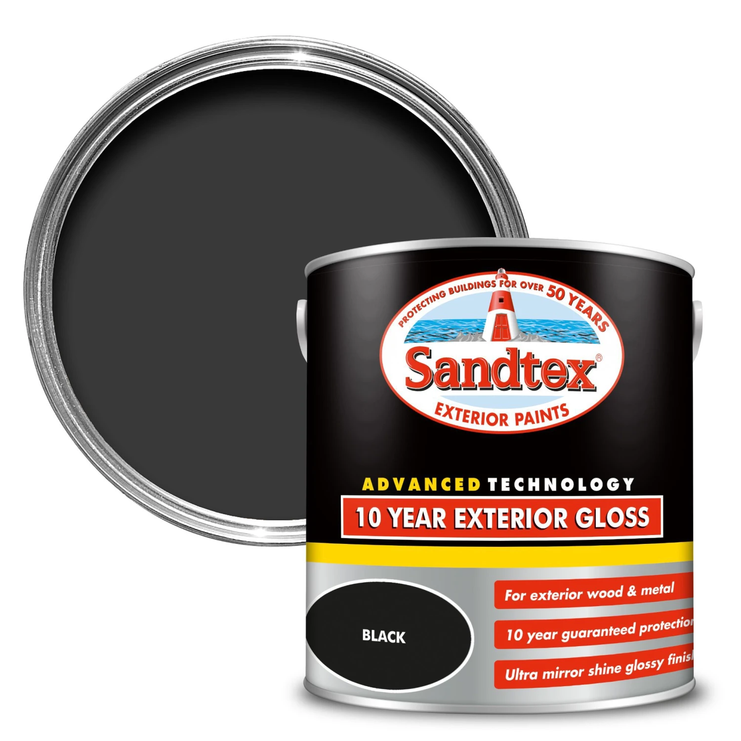 Sandtex 10 year Black High gloss Exterior Metal & wood paint, 2.5L Sandtex 10 Year Black High Gloss Exterior Metal & Wood Paint, 2.5L -Sandtex sandtex 10 year black high gloss exterior metal wood paint 2 5l5010131460456 02c bq