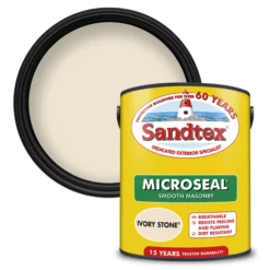 Sandtex Ultra Smooth Ivory Stone Masonry Paint, 5L