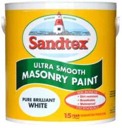 Sandtex Ultra Smooth Pure Brilliant White Smooth Masonry Paint, 2.5L