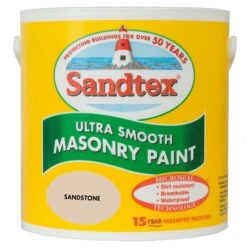 Sandtex Ultra Smooth Sandstone Beige Masonry Paint, 2.5L -Sandtex sandtex ultra smooth sandstone beige masonry paint 2 5l5010131552229 08c bq